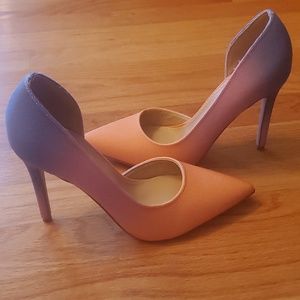 pointed-toe pumps featuring an orange-to-purple ombré design Shoe Dazzle  Size 6